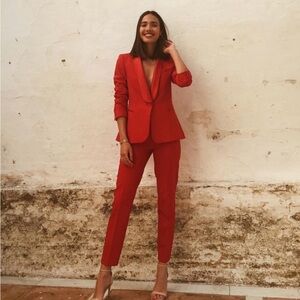 Zara red pant tuxedo suit Size DS